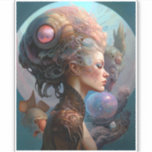 Sticker Alien Femme Surreal Science Fiction Art<br><div class="desc">Alien Femme Surreal Science Fiction Art</div>