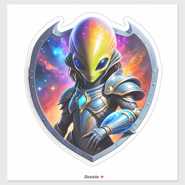 Sticker Alien futuriste (Feuille)