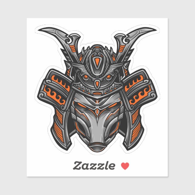 Sticker Alien Samurai Mask Orange (Feuille)