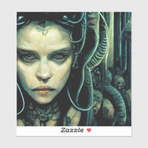 Sticker Alien Tech Girl Science Fiction