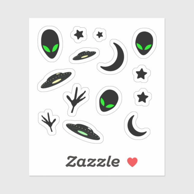 Sticker Aliens et vaisseaux spatiaux (Feuille)