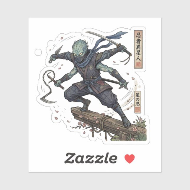 Sticker Aliens who have become ninjas have arrived (Feuille)
