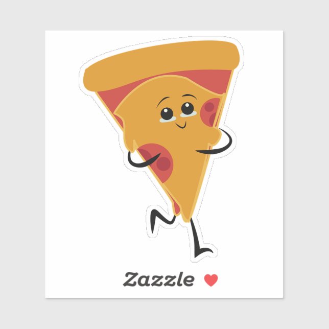 Sticker alimentaire Cute Kawaii "Smiling Pizza Sli (Feuille)