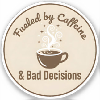 Sticker Alimenté par la caféine et de mauvaises décisions