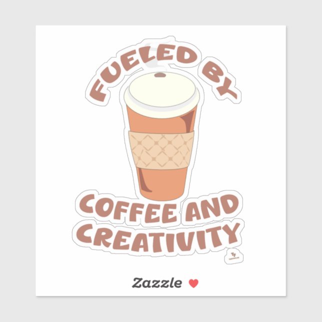 Sticker Alimenté par le café et la créativité La vie épiqu (Feuille)