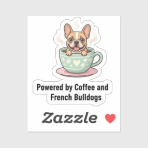 Sticker Alimenté par le café et le chaos de Frenchie Migno
