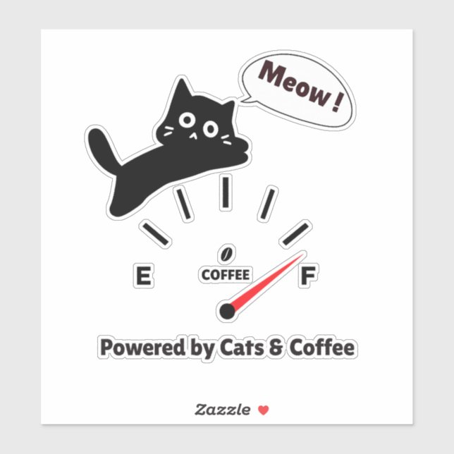 Sticker Alimenté par les chats et le café (Feuille)