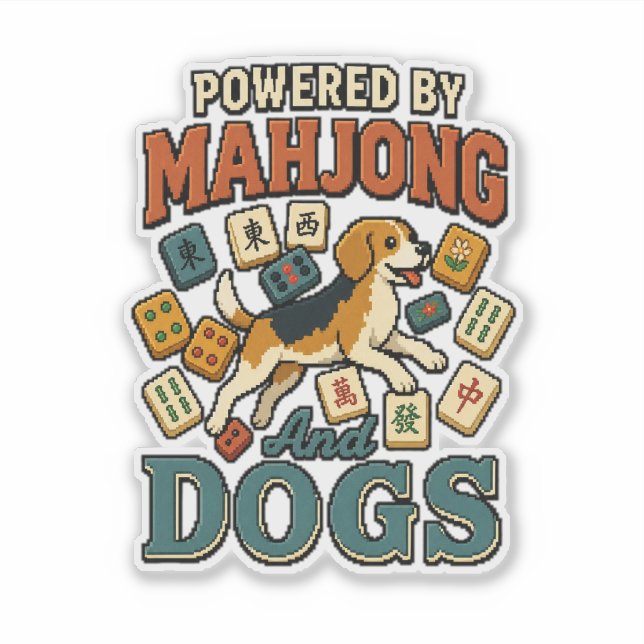 Sticker Alimenté par Mahjong & Beagles : Pixel Art Amoureu (Devant)