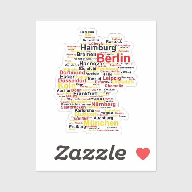 Sticker Allemagne Carte Silhouette Villes Drapeau Berlin T (Feuille)