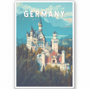 Sticker Allemagne Illustration Voyage Art Vintage