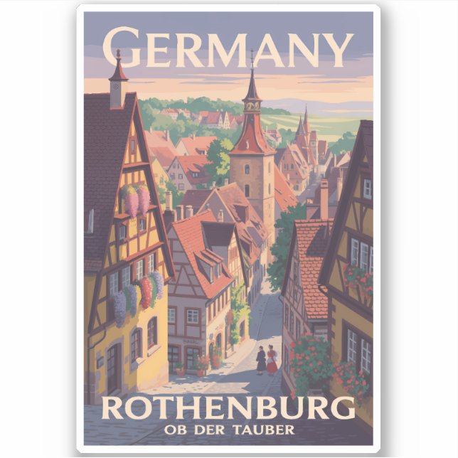 Sticker Allemagne Rothenburg ob der Tauber Illustration Ar (Devant)