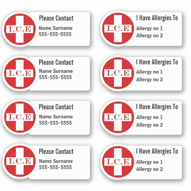 Sticker Allergie avertissement état médical enfants école (Devant)