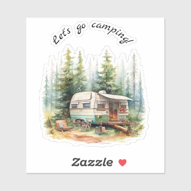 Sticker Allez Camping Retro Camper (Feuille)