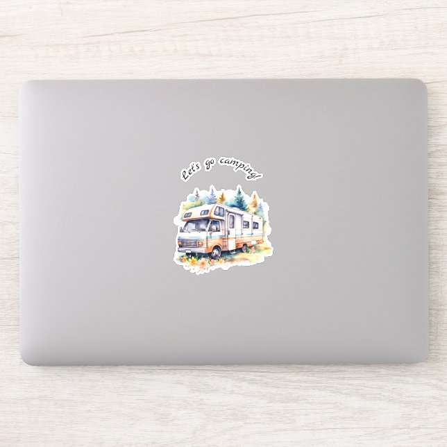Sticker Allez Camping Retro Camper (Ordinateur)