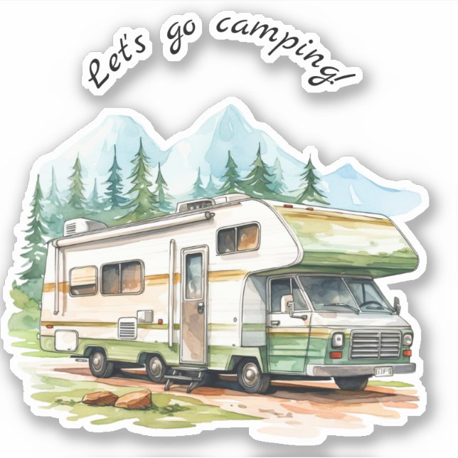 Sticker Allez Camping Retro RV Camper (Devant)