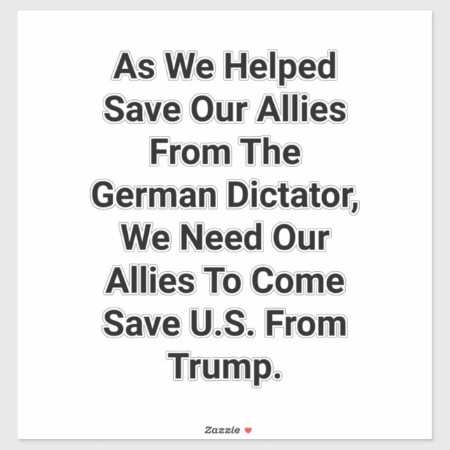 Sticker Allies Save US From Trump Hankamer Artjunkhaus Art (Feuille)