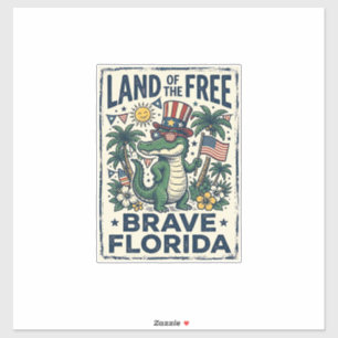 Sticker Alligator de Floride Patriotique 4 juillet