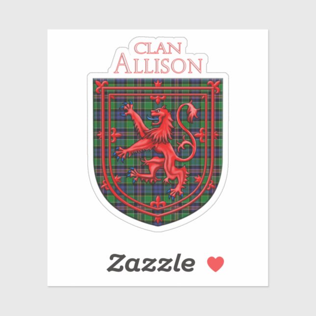 Sticker Allison Tartan Scottish Plaid Lion Rampant (Feuille)