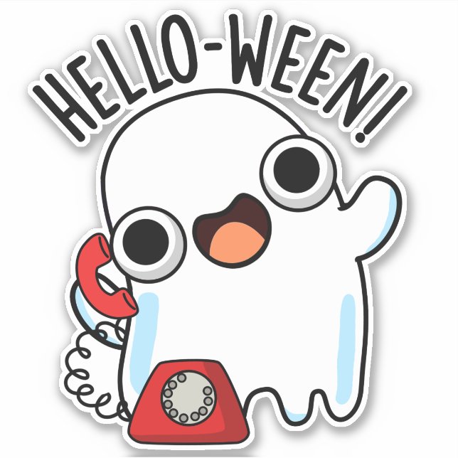 Sticker Allo-ween Funny Ghost Pun (Devant)