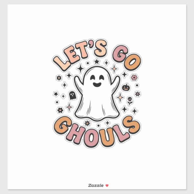 Sticker Allons-y les fantômes Halloween Mignon Fantôme  (Feuille)
