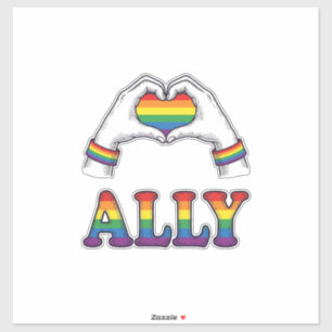 Sticker Ally Rainbow Hands Heart Vintage Pride Shirt Desig