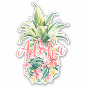 Sticker Aloha d'Aquarelle Fruit D'Ananas Floral