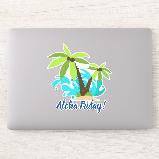 Sticker Aloha Friday Palm Tree (Ordinateur)