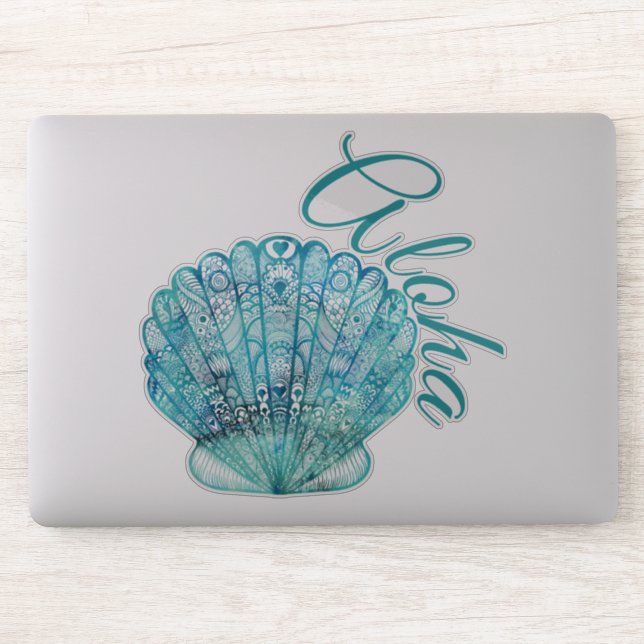 Sticker Aloha Hawaii Turquoise Clam Shell (Ordinateur)