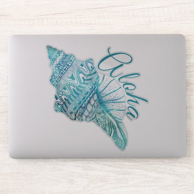 Sticker Aloha Hawaii Turquoise Conch Shell (Ordinateur)