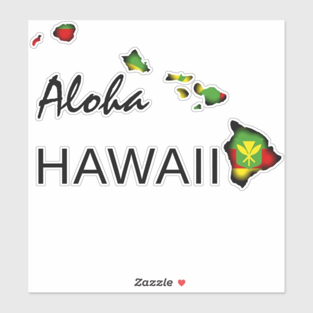 STICKER ALOHA - KANAKA MAOLI HAWAII ÎLES NOIR (Feuille)