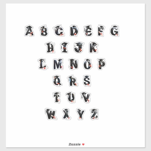 Sticker Alphabet à thème de remise de diplômes avec casque (Feuille)