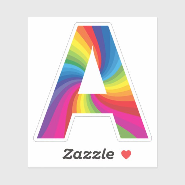 Sticker Alphabet arc-en-ciel coloré mignon A (Feuille)