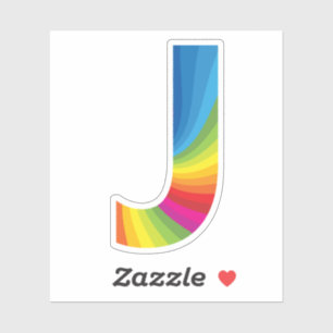 Sticker Alphabet arc-en-ciel coloré mignon J