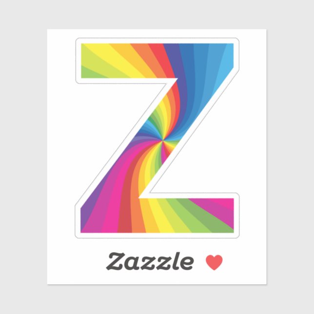 Sticker Alphabet arc-en-ciel coloré mignon Z (Feuille)