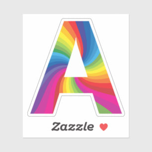 Sticker Alphabet arc-en-ciel couleur mignon A
