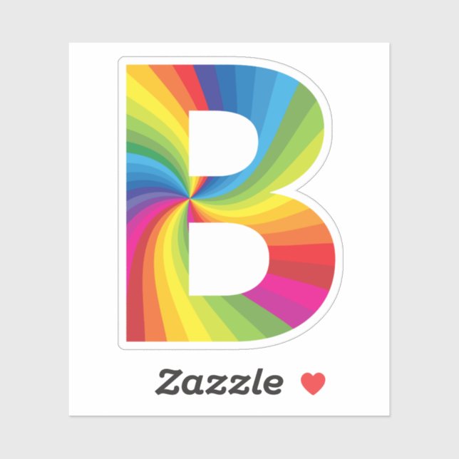 Sticker Alphabet arc-en-ciel couleur mignon B (Feuille)