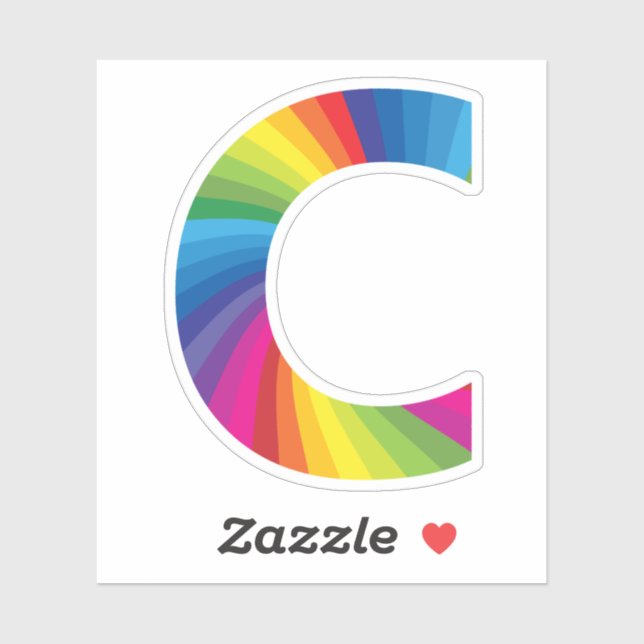 Sticker Alphabet arc-en-ciel couleur mignon C (Feuille)