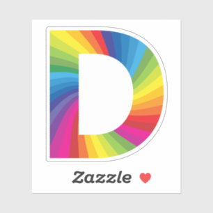Sticker Alphabet arc-en-ciel couleur mignon D