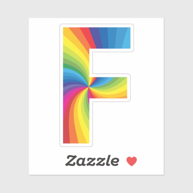 Sticker Alphabet arc-en-ciel couleur mignon F (Feuille)