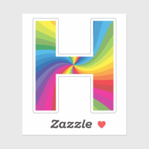 Sticker Alphabet arc-en-ciel couleur mignon H