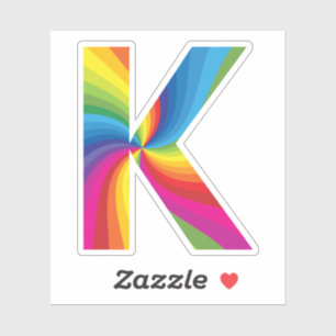 Sticker Alphabet arc-en-ciel couleur mignon K