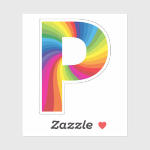 Sticker Alphabet arc-en-ciel couleur mignon P