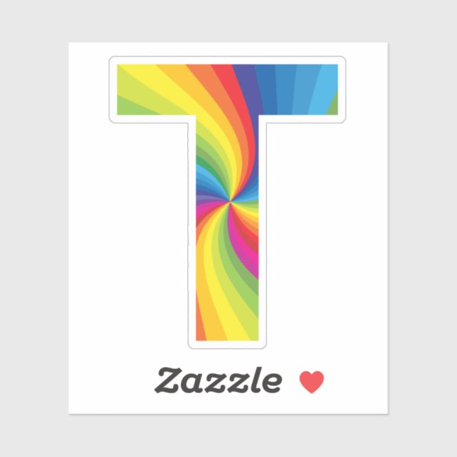 Sticker Alphabet arc-en-ciel couleur mignon T (Feuille)