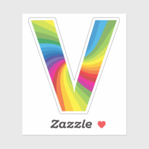 Sticker Alphabet arc-en-ciel couleur mignon V