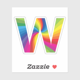 Sticker Alphabet arc-en-ciel couleur mignon W
