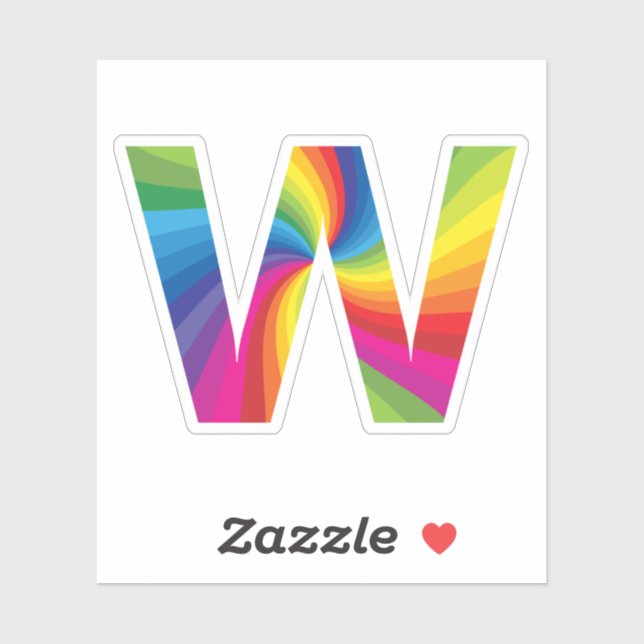 Sticker Alphabet arc-en-ciel couleur mignon W (Feuille)