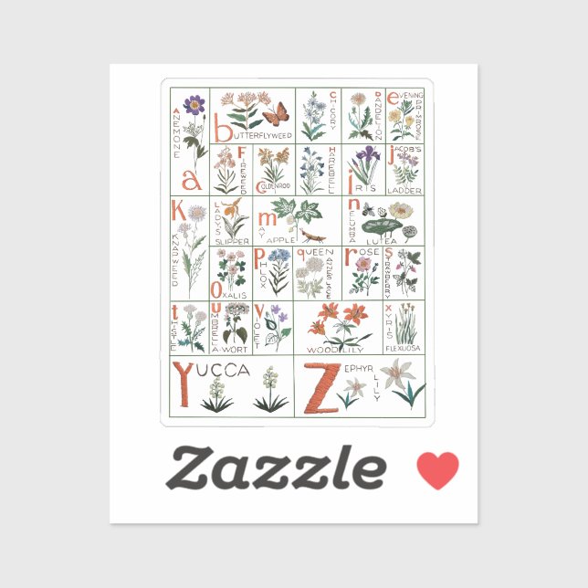 Sticker Alphabet fleur sauvage - Fleurs de reproduction Vi (Feuille)
