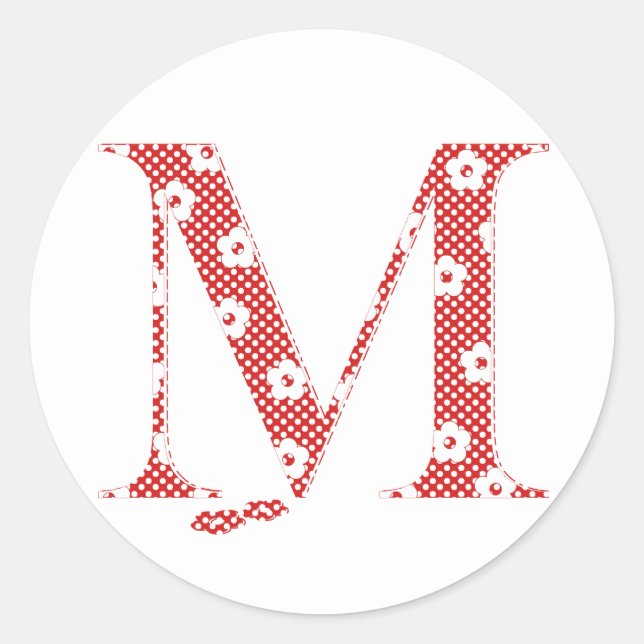 Sticker alphabet fleuri M (rouge et points) (Devant)