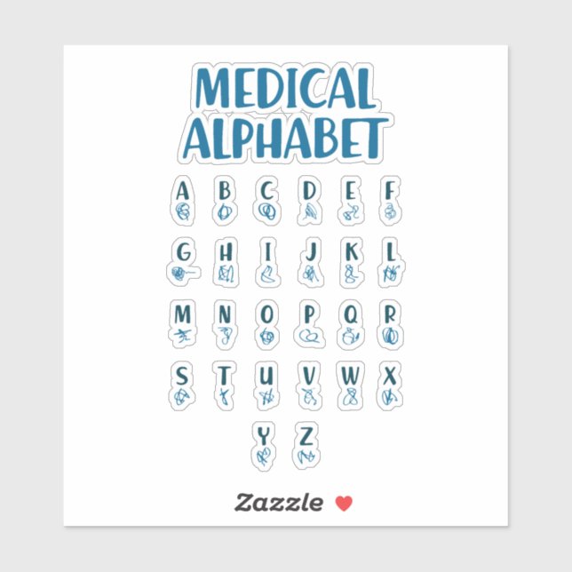 Sticker Alphabet Médical (Feuille)