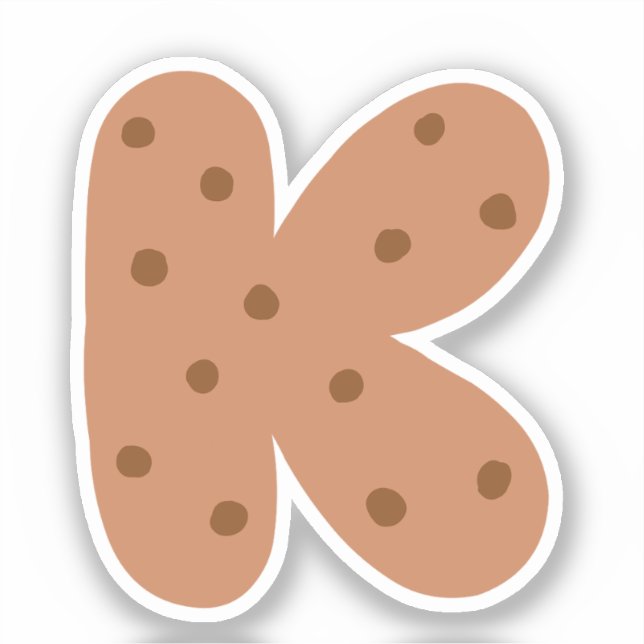 Sticker Alphabet, Sticker Lettre K, Cookie (Recto)